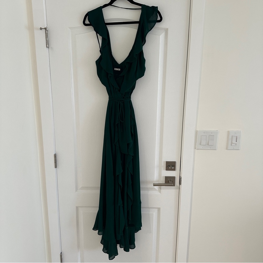 Reformation Green Ruffle Dress - Picture 4 of 13